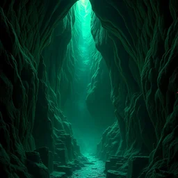 the chasm of the underworld in the gothic style with green