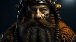 Photorealistic of a Cyber hacker Mountain Dwarf, Black breaded beard. Epic Canadian culture and pride.