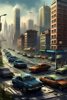 city , pollution , cars , , beautiful , drawing