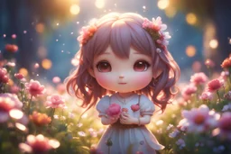 Cute chibi girl, flowers in sunshine, heart and love, ethereal, cinematic postprocessing, bokeh, dof Weight:1 detailed matte painting, deep color, fantastical, intricate detail, splash screen, complementary colors, fantasy concept art, 8k resolution trending on Artstation Unreal Engine 5 Weight:0.9