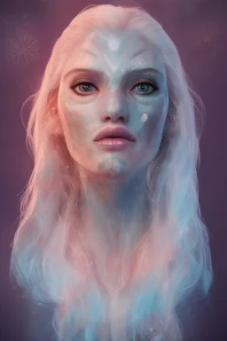 sorceress with hair of ice and fire | wearing snowflakes and embers | symmetrical facial features, accurate anatomy, sharp focus, soft colors, textured brushstrokes, 8K | fantasy, aetherpunk, fantasycore, fairycore, ice and fire | by: CGSociety, ArtGerm, WLOP, Laura Sava