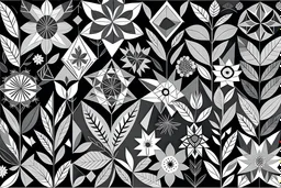 arrangement of geometric monochromatic flowers and leaves