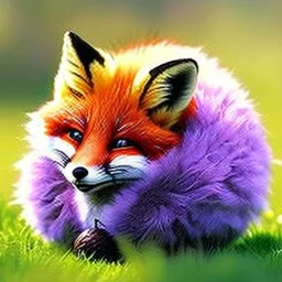 cute little Fox with big, round He lives in a purple nest in the forest and loves to go out and greet the animals he meets along the way. curious and helpful