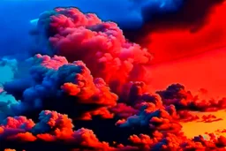 Clouds in the sky colored like blood, beautiful, surreal, haunting