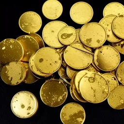 massive number of gold coins blood splatter