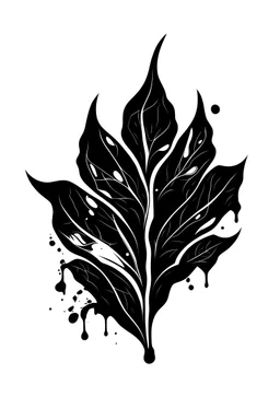 black tobacco leaf dripping blood logo on white background