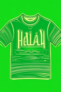 Style: Flat illustration Text: "الاثنين" T-shirt design graphic, vector, contour, green background)