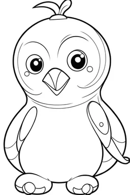 HAPPY NEW YEAR coloring page for kids, A cute penguin parade, thick outline, low details, no shading, no color