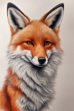 I would like to draw the portrait of a fox with colored pencils. Please show me a template for beginners.
