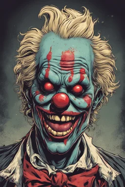 A zombie clown in comic style