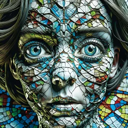 It's all in the eyes... ai magazine cover, surrealism, geometric, mosaic, whimsical, fantasy and realism Modifiers: fantasy 4K 3D Unreal Engine cinematic postprocessing Picasso pencil sketch focused Tim Burton Ultra realistic Surrealism style raw Ralph Stedman Tesselated