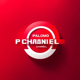 Logo for video channel with the text "Palomo Chanell" minimalist 3D red and white colors"