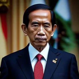 Joko Widodo The president of Republic Indonesia in militiary cyberpunk style