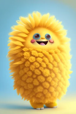 Cheery and cute sunflower avatar full body in fluffy material