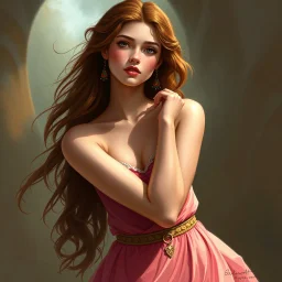 a pretty woman, Aphrodite, young, pretty, dress, digital art