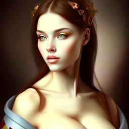 portrait of a beautiful brunette busty woman Michelangelo style