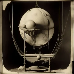 suspended egg nightmare anathema, eerie cradle machinations, dada movement collage, sinister, scary, profound, dramatic, vintage photograph