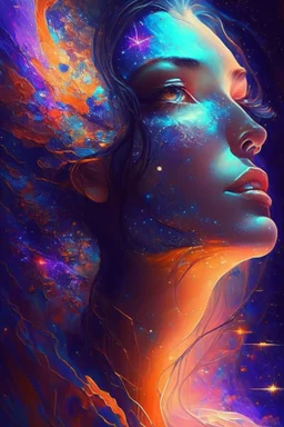 extremely beautiful art, cosmic, highly creative, rich colors, cinematic light, amazing details woman