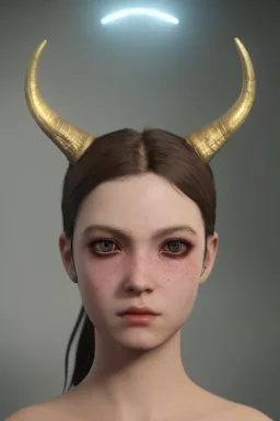 horns small sad eyes darkness girl demon