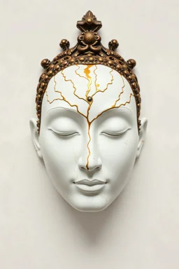 kintsugi on a meditative human white face