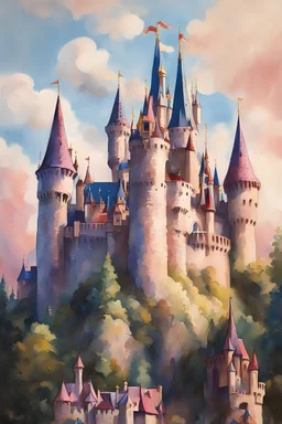 closeup of sleeping beauty castle, artwork