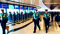 2 security officers escort upset customer away from airport lounge