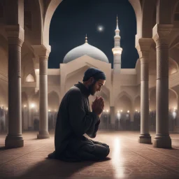 Hyper Realistic Praying matt in a mosque at night