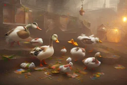 duck vandalism, perfect composition, hyperrealistic, super detailed, 8k, high quality, trending on artstation, studio photo, highly detailed, wide borders