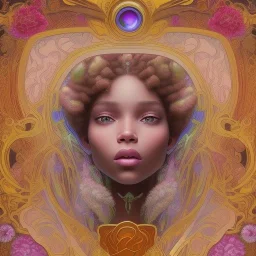 afro mexican 3d Disney pixar smilling woman, Alphonse Mucha, Hector Guimard, 32K, intricately detailed, plants, flowers, colorful, rtx, unreal engine 5, art nouveau, clouds, smoke, square type face, Día de los Muertos