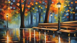 Acrylic paint in the style of Leonid Afremov, central park, new york