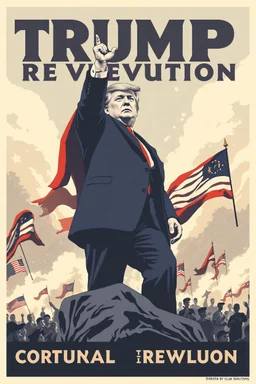 trump cultural revolution poster image in the style of shepard fairy