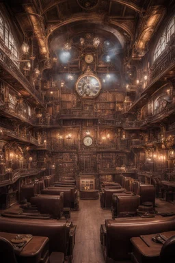 a huge steampunk video hall