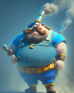 gigantic hugh fat hairy plumber man wearing a dress and smoking