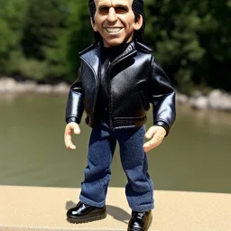 figure smile "the fonz" Fonzie arthur fonzarelli young greaser jacket winkler toy plastic doll face boot (plastic black hair) full body in package (2 thumbsup) 2021