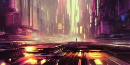 Art by John Berkey and John Harris and alena aenami and blade runner and akira, futuristic cyberpunk city, high rise, smooth, sharp focus, higly detailed, digital painting, concept art, elegant, centered, buildings connected through platforms, neon signs