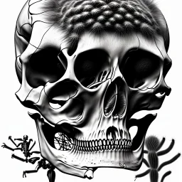 skeleton, black and white, cactus, graphic