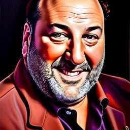 Ultra detailed fullbody Portrait in oil on canvas of James Gandolfini ,extremely detailed digital painting,ultrarealistic skin,intense stare, extremely detailed face, crystal clear eyes, mystical colors ,perfectly centered image, perfect composition, rim light, beautiful lighting,masterpiece ,8k, stunning scene, raytracing, anatomically correct, in the style of Simon Bisley and Ohrai Noriyoshi and robert e howard and Steve Jung and Wizyakuza and uncannyknack.