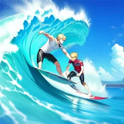 waves, surfing, boy, blonde hair