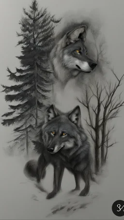 Black wolf art