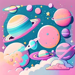 cartoon space pastel background