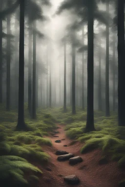 create a stunning & realistic photo of forest in mobile screen