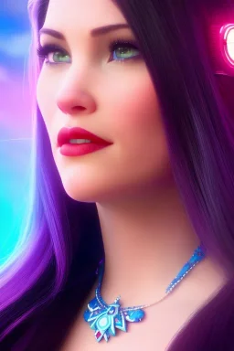 Liv tyler full frame portrait digital painting of futuristic animepunk robot, wide angle view, close-up, macro lens, centered camera, titanium accents, intricate details, small minutiae, tiny features, particulars, colorful, 8k, least ambient occlusion, volumetric lighting, volumetric clouds