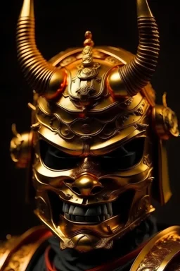 golden samurai with a demon mask
