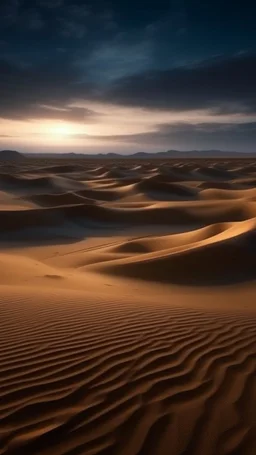 realistic photo of a landscape covered in sands that looks futuristic with futuristic lighting