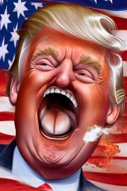 donald trump maniacally laughing while burning the american flag