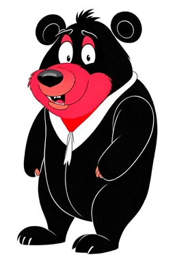 Pig in a black bear costume, as it would appear on Looney Tunes
