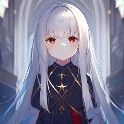 Clear Focus, High resolution, small girl, dead eyes, emotionless face, long white hair, short, cute