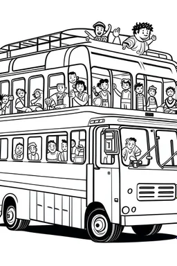 outline art for real A school bus filled with excited kids Coloring page, manga style, cartoon style, cute face, white background sketch style, full body is a must, only use outline, clean line art, no shadow, bold outlineMasterpiece, Ominous, Golden Ratio, Highly Detailed, photo, poster, fashion, illustration