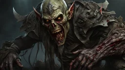 a rotting elf zombie. carnage. black mist in the eyes. armor fused to the skin. blood. broken bones. bleeding eyes. broken fangs. broken jaws. broken armor. gloves.intense horror. blind terror. scared to death. no weapons. no helmet. a masterpiece, fantasy concept art, dynamic lighting, hyperdetailed, intricately detailed, deep color, Unreal Engine, volumetric lighting, Epic cinematic brilliant stunning intricate meticulously detailed dramatic atmospheric maximalist digital matte painting