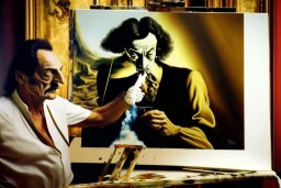Salvatore Dali is painting a picture of himself